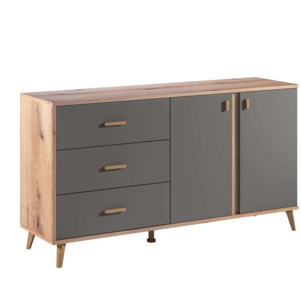 Комода Порто - артисан храст/сиво