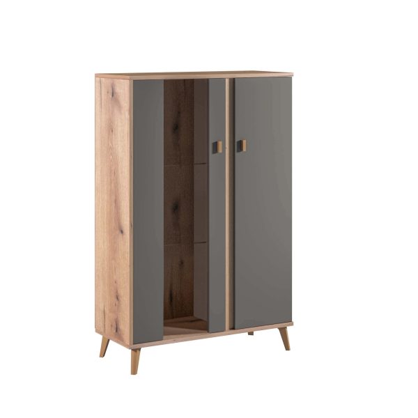 Ниска витрина Порто - артисан храст/сиво