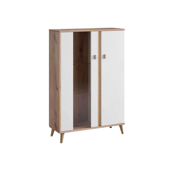 Ниска витрина Порто - артисан храст/бело