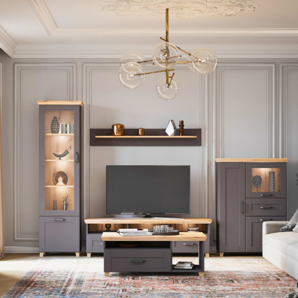 Дневна соба Контемпо артисан храст/сиво