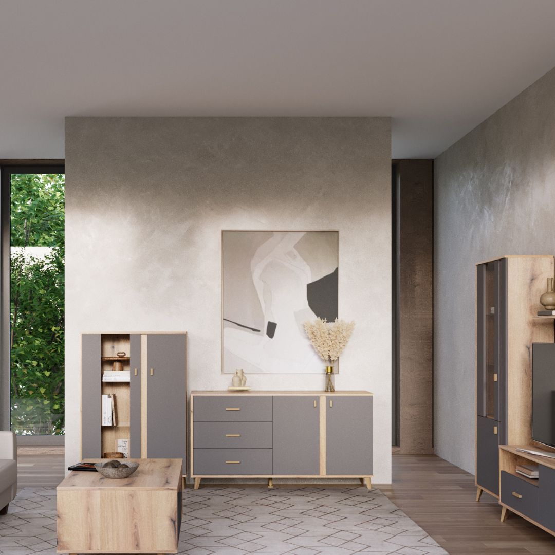 Дневна соба Порто, сет 4, артисан храст/сиво