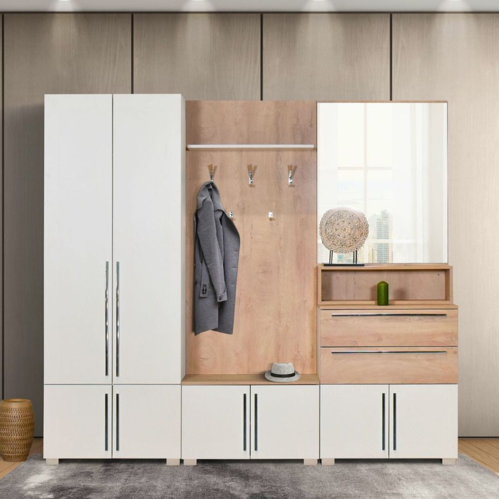 Претсобје Леонидас сет 3 бело/премиум храст