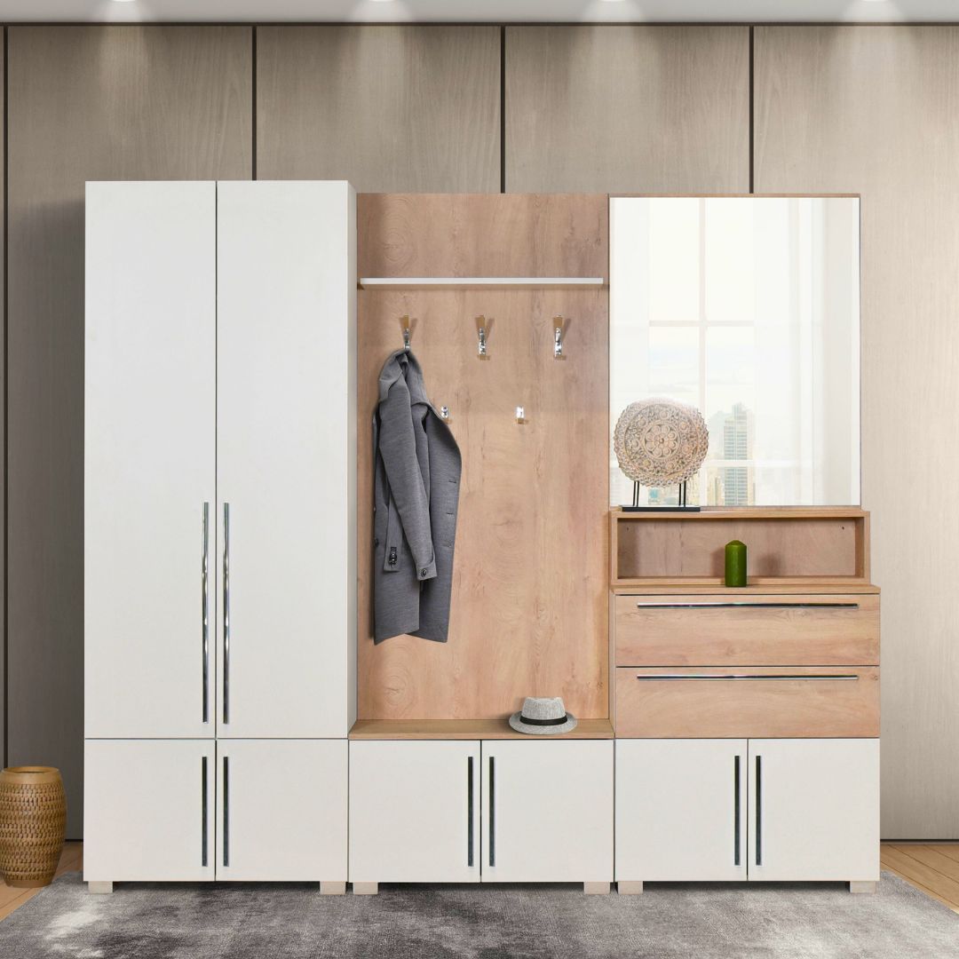 Претсобје Леонидас сет 3 бело/премиум храст 1 Претсобје Леонидас сет 3 бело/премиум храст