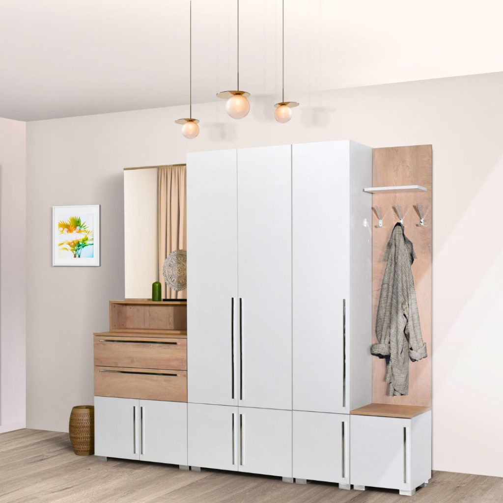 Претсобје Леонидас сет 2, бело/премиум храст