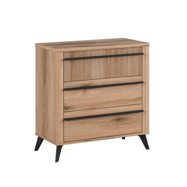 Комода Малага 3Ф – стилска и практична, со три пространи фиоки за организирано складирање и хармоничен изглед во вашата спална соба.